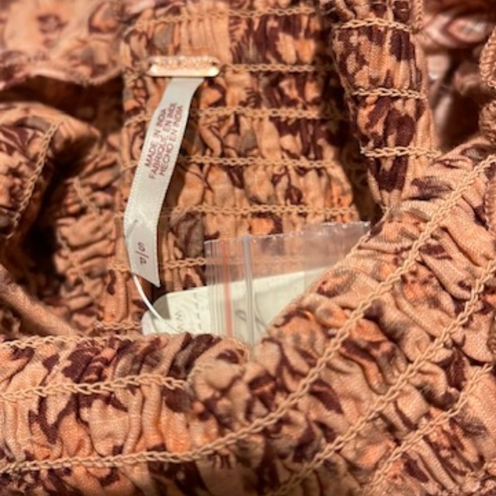 FREE PEOPLE Smock it to Me Floral On/Off Shoulder Mini Dress Coquette Milkmaid S - Picture 14 of 16